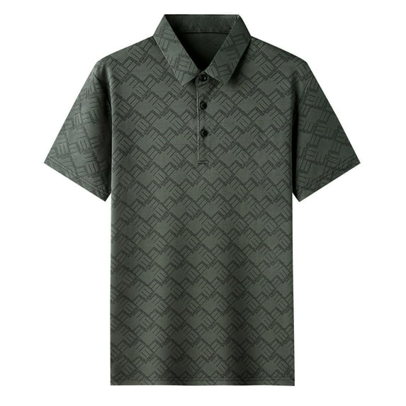 Iugvhana Short Sleeve Polo Shirt for Men, Moisture Wicking Golf Shirt with Collar, 3-Button Placket, Stain Guard Green#1 XXL