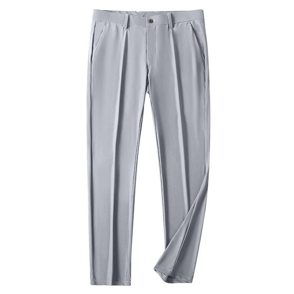 Iugvhana Straight Fit Dress Pants for Men Casual Business Flat Front Wrinkle Free Comfort Stretch Pants Fashion Solid Color Versatile Trouser Gray XL