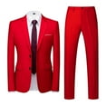 thumbnail image 1 of Iugvhana Suit for Men Slim Fit 2 Button 2 Piece Suits for Business Wedding Party Formal Dress Solid Tuxedo Blazer Jacket Pants Sets Red XXXXL, 1 of 5