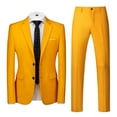 thumbnail image 1 of Iugvhana Suit for Men Slim Fit 2 Button 2 Piece Suits for Business Wedding Party Formal Dress Solid Tuxedo Blazer Jacket Pants Sets Yellow XXXL, 1 of 1
