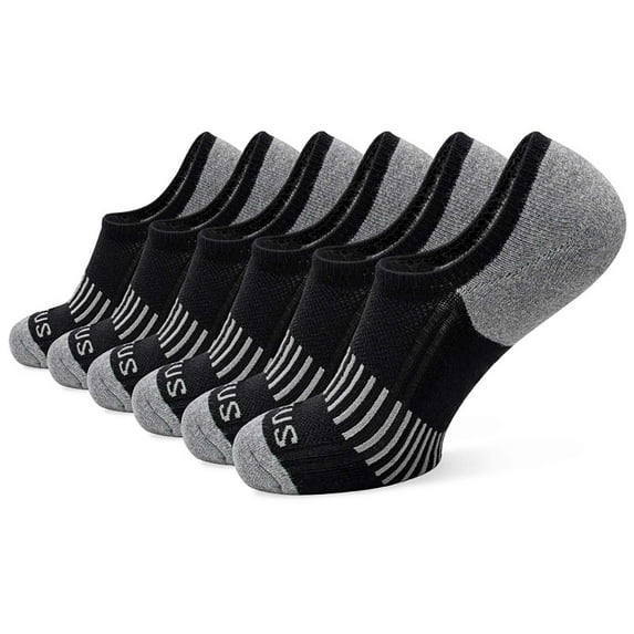Iugvhana Unisex Breathable Cotton Ankle Socks - No Show Sports Compression Socks for Men & Women with Cushion, 6 Pairs Black#1 Free Size
