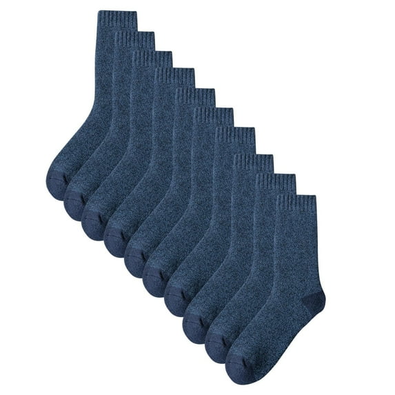 Iugvhana Unisex Fleece Warm Crew Socks - Thermal Winter Warm Boot, Thick Cushion Gift Socks for Men & Women, 5 Pairs Navy Free Size