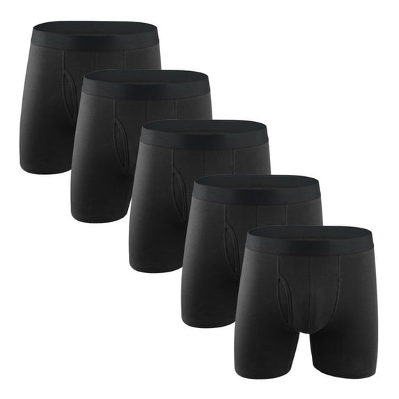 Iugvhana Washable Incontinence Underwear for Men – Leak-Proof Absorbent Boxer Briefs, Reusable Cotton 4/5/6 Pack for Active Lifestyles Black#1 XL