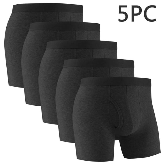 Iugvhana Washable Incontinence Underwear for Men – Leak-Proof Absorbent Boxer Briefs, Reusable Cotton 4/5/6 Pack for Active Lifestyles Black#3 L