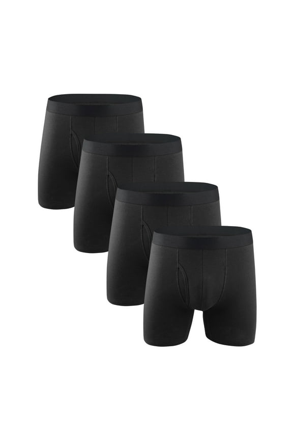 Washable Incontinence Underwear for Men – Leak-Proof Absorbent Boxer Briefs, Reusable Cotton 4/5/6 Pack for Active Lifestyles Black L