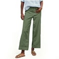 thumbnail image 1 of Iugvhana Wide Leg Pants for Women Casual Elastic High Waisted Cropped Pants Loose Lightweight Straight Leg Lounges Pants with Pockets Army Green S, 1 of 7