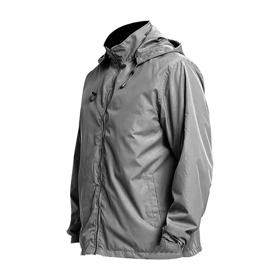Iugvhana Windbreaker Jackets Mens Lightweight Full Zipper Hooded Jacket Casual Long Sleeve Outdoors Hiking Fishing Outwear Coat Dark Gray S
