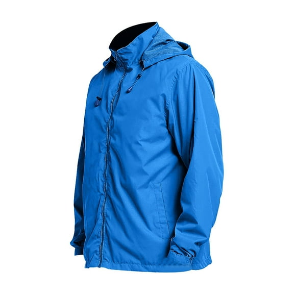Iugvhana Windbreaker Jackets Mens Lightweight Full Zipper Hooded Jacket Casual Long Sleeve Outdoors Hiking Fishing Outwear Coat Sky Blue S