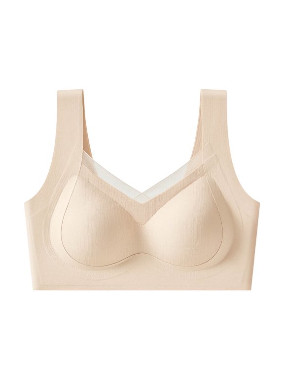 Wireless Bra for Women Mesh Stitching No Underwire Push Up Bras Soft Support Full Coverage Bra Breathable Seamless Daily Bras White XL