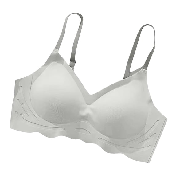 Iugvhana Wireless Bras for Women Breathable Seamless Bra Adjustable Straps No Underwire Bra Comfortable Everyday Full Coverage Bra Gray L