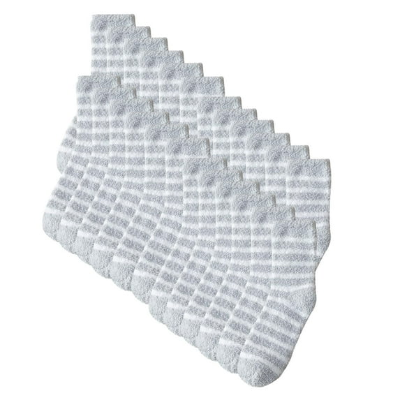 Iugvhana Women & Men's Fuzzy Fleecing Warm Thicken Winter Mid Calf Boot Socks, 12 Pair Pack Light Gray Free Size