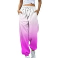 thumbnail image 1 of Iugvhana Women Ombre Sweatpants Tie Dye Gradient Print Drawstring Baggy High Waisted Cinch Bottom Athletic Joggers Sweat Pants with Pockets Purple#02 S, 1 of 4