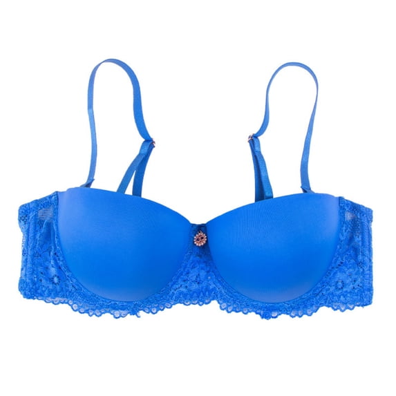 Iugvhana Women's Underwire Bras Push Up Adjustable Strap Bra Lifting Anti Sag Supportive Everyday Bra Full Coverage Breathable Bra Blue M