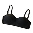 thumbnail image 1 of Iugvhana Women's Wirefree Bra Ribbed Push-Up Removable Strap Bandeau Bra Non-Slip Comfortable No Underwire Bra Underwear Tube Tops Black XL, 1 of 6