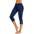 thumbnail image 1 of Iugvhana Womens Capris Pants Slim Fit Crossover Waist Capri Leggings Stretchy Cutout Workout Yoga Casual Vacation Beach Pants Navy L, 1 of 8