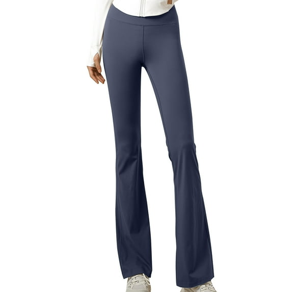 Iugvhana Womens Flare Leggings Y2K Low Rise Cotton Leggings Fold Over Hip Lifting Yoga Pants Bell Bottom Wide Leg Lounge Pants Trousers Blue XXXL
