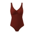 thumbnail image 1 of Iugvhana Womens One Piece Swimsuit Scoop Neck Solid Color Textured Swimwear Tummy Control Bathing Suits Full Coverage Ribbed Swim Suit Wine XXL, 1 of 5