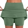 thumbnail image 1 of Iugvhana Womens Skorts with Pockets Lightweight Tummy Control Plus Size Skorts for Women High Waist Solid Color Athletic Sports Skirt Shorts Green#05 XL, 1 of 5