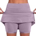 thumbnail image 1 of Iugvhana Womens Skorts with Pockets Lightweight Tummy Control Plus Size Skorts for Women High Waist Solid Color Athletic Sports Skirt Shorts Purple#04 L, 1 of 5