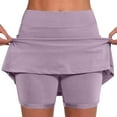 thumbnail image 1 of Iugvhana Womens Skorts with Pockets Lightweight Tummy Control Plus Size Skorts for Women High Waist Solid Color Athletic Sports Skirt Shorts Purple#04 XXXXL, 1 of 5