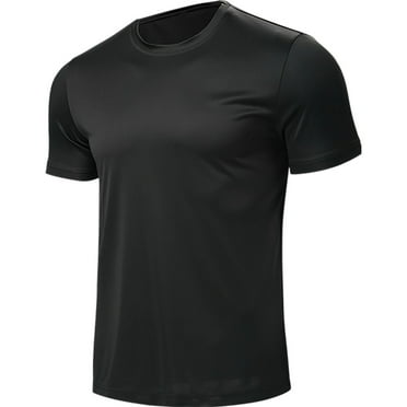 Iugvhana Workout T-Shirts for Men Loose Casual Summer Short Sleeve Crewneck T-shirt Lightweight Quick Drying Sport Running Tees Black L
