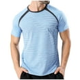 thumbnail image 1 of Iugvhana Workout T-Shirts for Men Stretch Short Sleeve Crewneck T-shirt Lightweight Quick Drying Sport Running Tees Light Blue L, 1 of 9