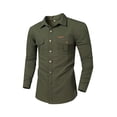 thumbnail image 1 of Iugvhana Workwear Shirts for Men Double Pocket Button Down Turndown Collar Shirt Cotton Casual Long Sleeve Slim Shirts Tops Army Green XXL, 1 of 8