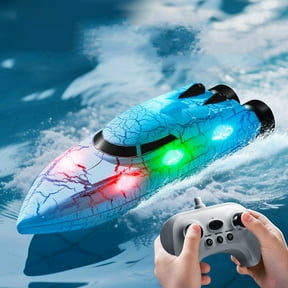 Iuhan 2.4G Remote Control Boat, 360 Degree Stunt Clipper RC Boat with LED Lights, USB Rechargeable Mini RC Boats forKids, Pool, Lake, Bath