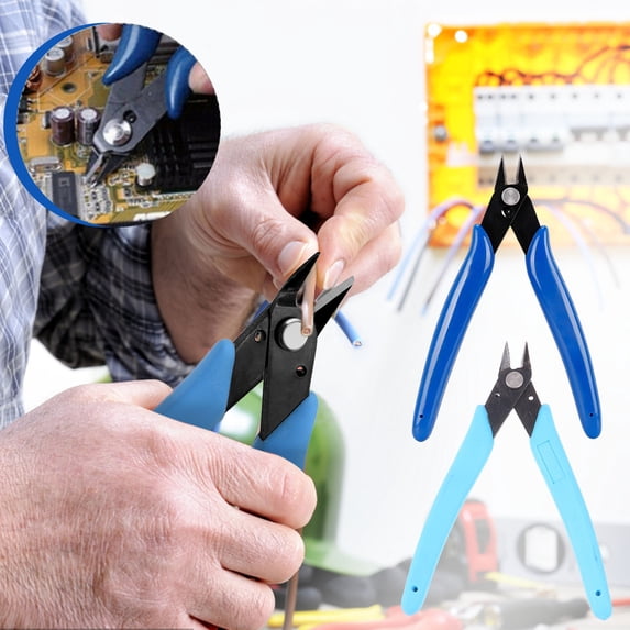 Iuhan 2Pcs 5 Inch Offset Pliers, Carbon Steel Wire Cutter Tool for Plastic Model Trimming, 45 Degree Angled Nozzle Pliers for Electronic Component Feet, Comfort Grip Pliers for DIY Crafts and Tight