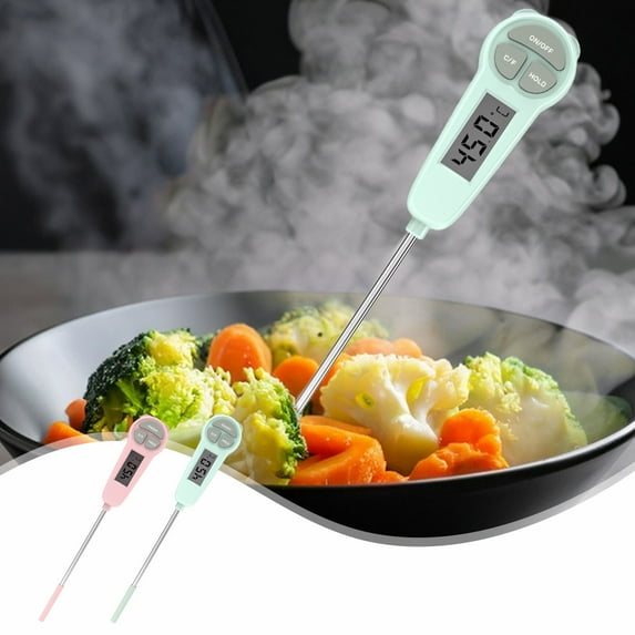 Iuhan 2Pcs Food Thermometer, Digital Water Temperature Thermometer with Stainless Steel Probe, Instant Read Milk Thermometer for Cooking Baking Candy Making, Kitchen BBQ Meat Thermometer
