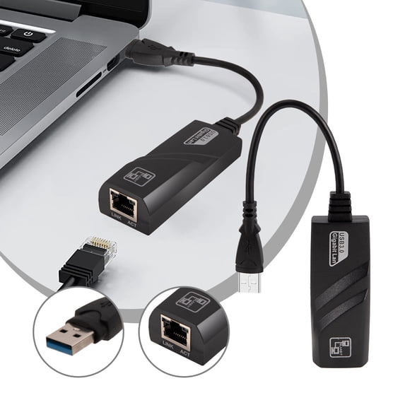 Iuhan 2Pcs USB Gigabit Ethernet Adapter, USB 3.0 to RJ45 Network Port Converter, Wired External LAN Card for Laptop Desktop, Plug and Play Driver-Free High Speed Internet Connection