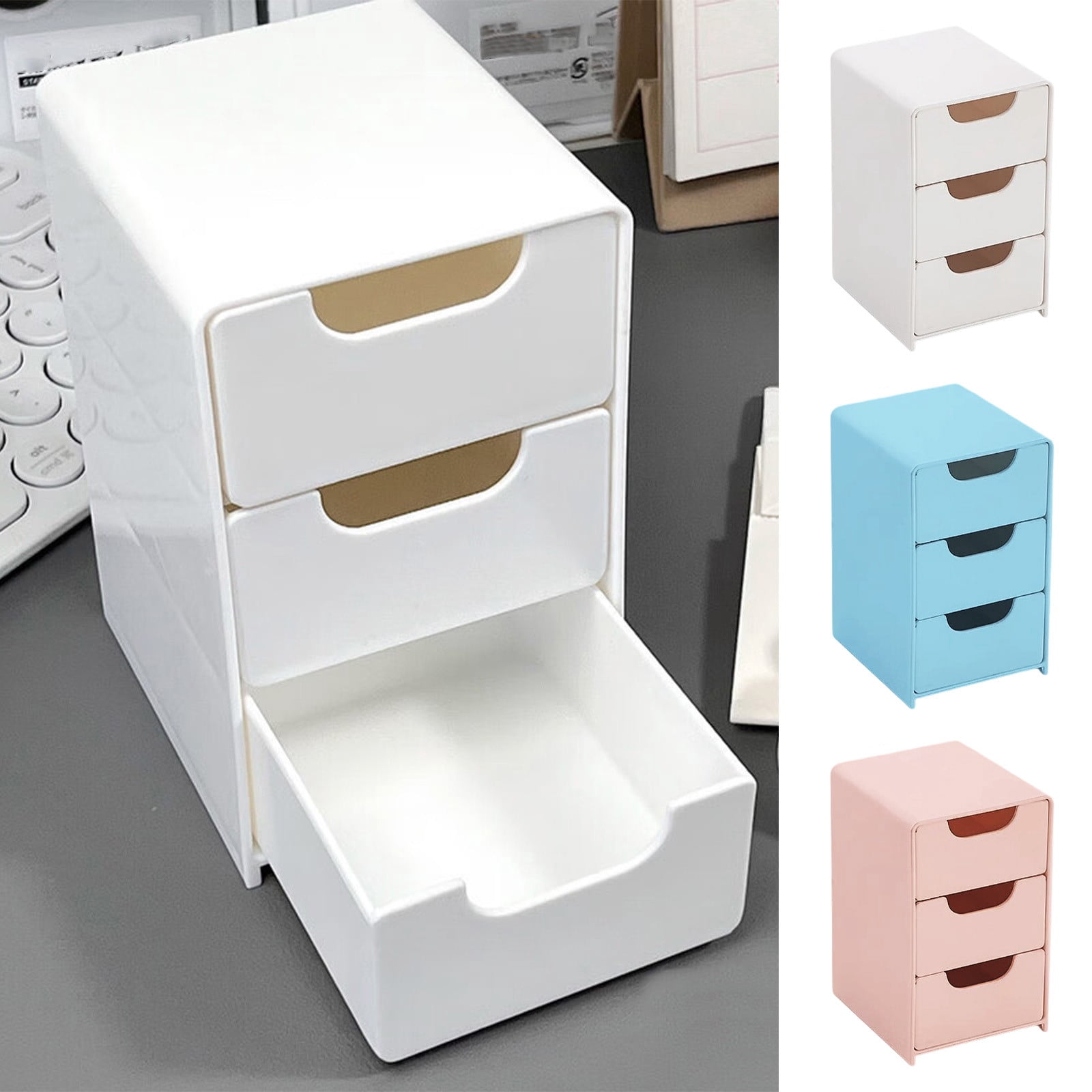 Iuhan 3Pcs Plastic Drawer Storage Organizer, Stackable Stacking Drawers ...