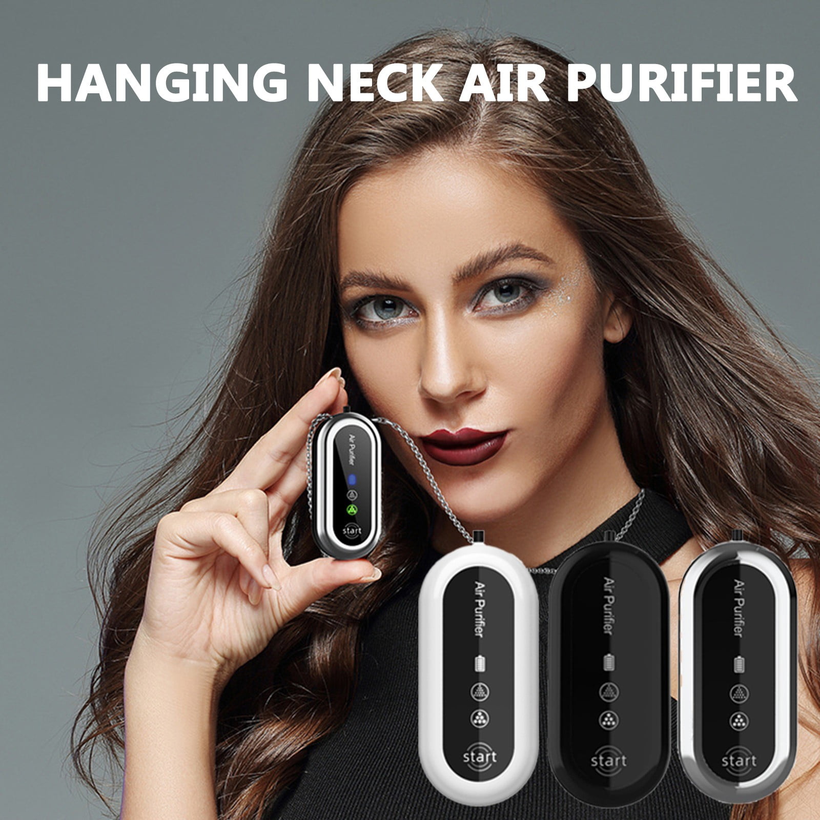 Iuhan 3Pcs Portable Neck , Wearable Personal Air Cleaner with Filter, USB Rechargeable Necklace Purifier for Home Office Travel Indoor Outdoor Use
