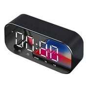 Iuhan Alarm Clock Speaker, Wireless Bluetooth Speaker with Subwoofer, Bedside Clock Radio for Bedroom, Home Office Desk Decor, Portable Music Player with FM Radio