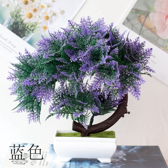 Iuhan Artificial Plants Bonsai Tree, Artificial Potted Plants, Small Plastic Tree Potted Flower Home Decor, Table Centerpiece Decoration for Living Room Bedroom Office Desk