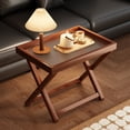 thumbnail image 1 of Iuhan Bamboo Bedside Table Folding Legs Breakfast Tray, Wooden Snack Service Tray Sofa Side Table, Portable Coffee Table Storage Rack for Living Room Bedroom Home Decor, 1 of 6