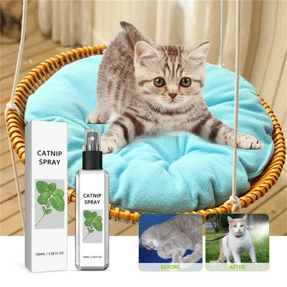 Iuhan Catnip Spray for Cats, Cat Attractant Spray Mist, Cat Behavior Training Aid, Catnip Oil Infused Calming Spray for Scratching Posts, Beds,Toys, 100ml Pet Supplies