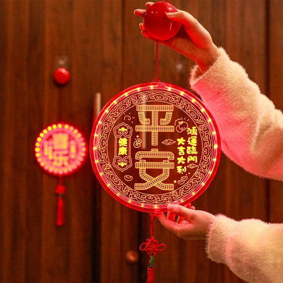 Iuhan Chinese New Year LED Knot Light, Lunar New Year Hanging Decor With Illuminated Chinese Knot Ornament For Home Wall Door Window Spring Festival Decorations