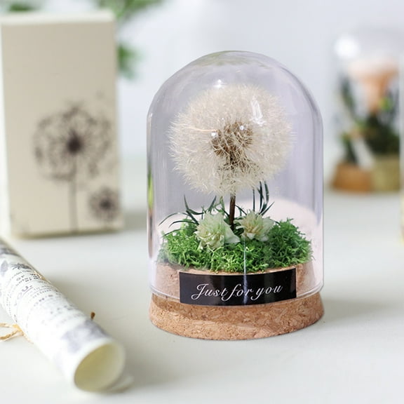 Iuhan Dandelions Decor, Eternal Flower Simulation Floral Ornament, Plastic Desktop Decoration for Home Office Desk, Spring Festival Gift, Sky Blue Green Computer Desk Decor