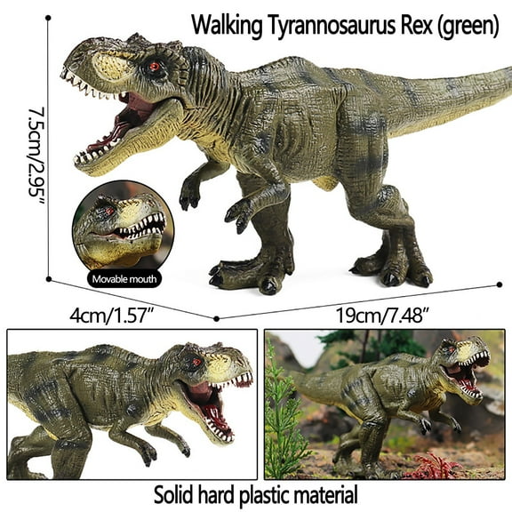 Iuhan DinosaurToysforBoys, Hand Painted Dinosaur Figure, Walking T-Rex Model with Movable Jaw, Realistic Solid Plastic Dinosaur Gift for KidsChildren