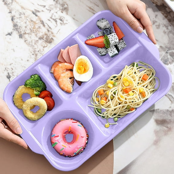 Iuhan Divided Plates, Plastic Compartment Tray for Study Cafeteria Lunch, Microwave and Dishwasher Safe Dinnerware for Restaurant Family Party Kitchen