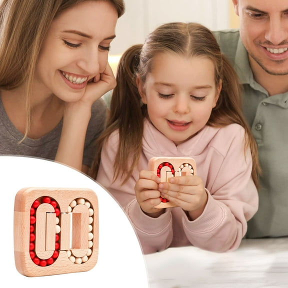 Iuhan Flat Bead Puzzle, Wooden Educational LearningToy, Montessori Brain Teaser Game forKids, Fine Motor Skills Development Activity forChildren, Classroom Home Playroom Decor