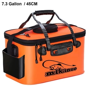 Iuhan Foldable Fishing Bucket, Live Fish Container with Side Pockets, EVA Collapsible Fishing Bag for Live Bait Lures Tackle, Multi-Functional Outdoor Gear for Fishing Camping Boating