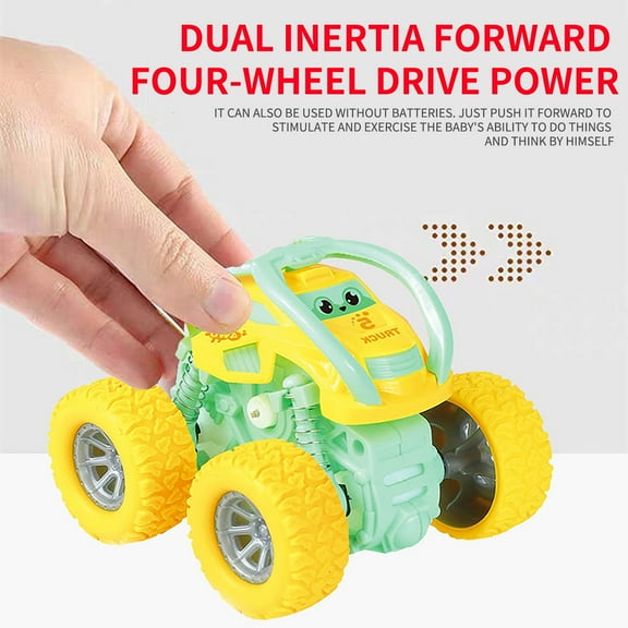 Iuhan Four Wheel Off-Road VehicleToy, Inertia Powered Stunt Car, Dumper Model Car forBoys, All-Terrain Pull BackToyforKids, Durable Plastic Off-Roader