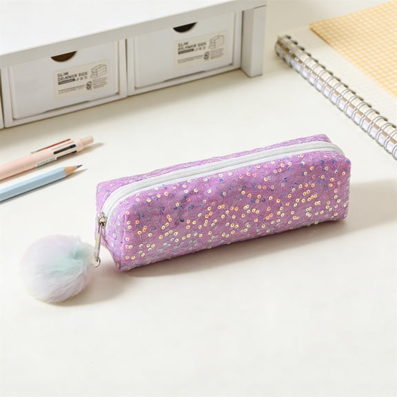 Iuhan Glitter Pencil Case, Sparkly Pencil Pouch, Large Capacity Zipper Cosmetic Bag For Makeup Brushes And Art Supplies, Multifunctional Organizer For Study, Office, Travel, Study And Home