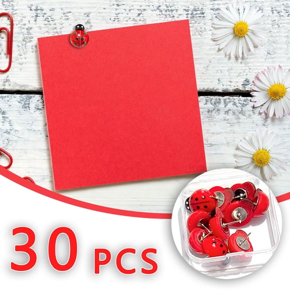 Iuhan Ladybug Push Pins, 30 Pieces Cute Thumb Tacks Decorative Picture Clips for Bulletin Board Corkboard Office Study Home Wall Decor