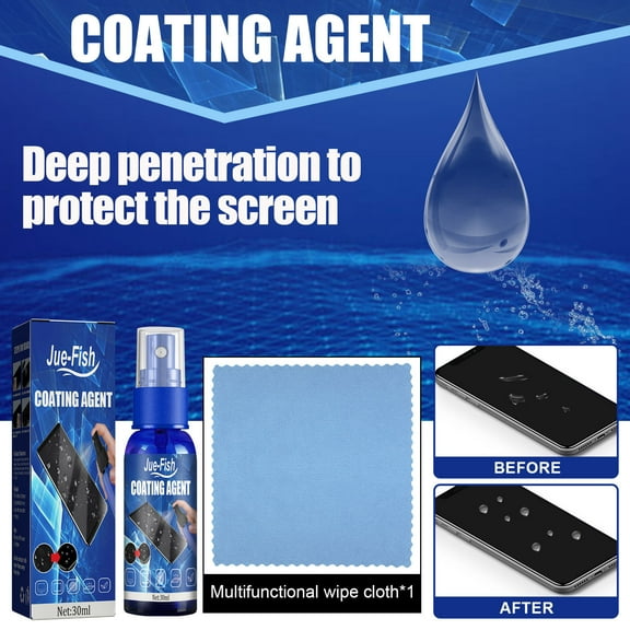 Iuhan Liquid Screen Protector Spray, 9H Hardness Oleophobic Coating Agent, Anti-Scratch Film Protective Spray for Phone Camera Tablet Screen, 30ml Kit