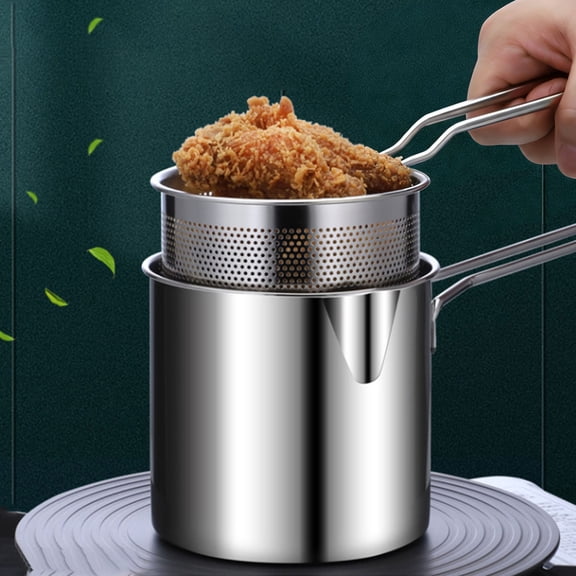 Iuhan Mini Deep Fryer With Basket, 304 Stainless Steel Small Deep Fryer, Multi-functional Cookware For Chicken Legs Fries Chicken Cutlets, Electric Countertop Oil Fryer For Home Kitchen