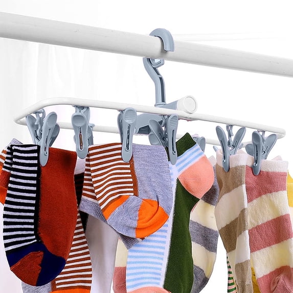 Iuhan Portable Clothes Drying Rack, Foldable Laundry Hanger With 20 Rotating Clips For Socks Underwear, Multi-Purpose Drying Rack For Indoor Outdoor Travel Camping