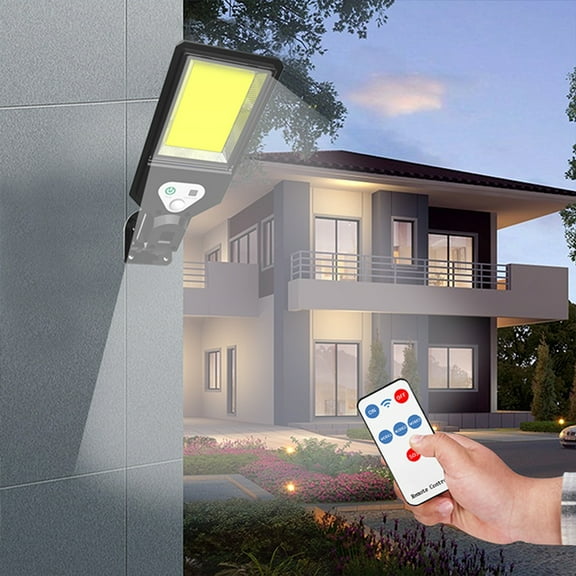 Iuhan Solar Outdoor Lights, Motion Sensor Solar Powered Security Lights, COB Lamp Beads Wall Light For Fence Yard Garden Patio Front Door, Remote Control Solar Lights